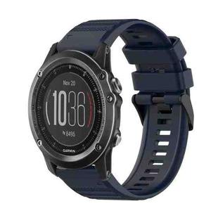 For Garmin Fenix 3 HR 26mm Horizontal Texture Silicone Watch Band with Removal Tool(Navy Blue)