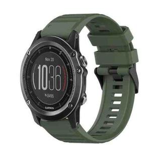 For Garmin Fenix 3 HR 26mm Horizontal Texture Silicone Watch Band with Removal Tool(Army Green)