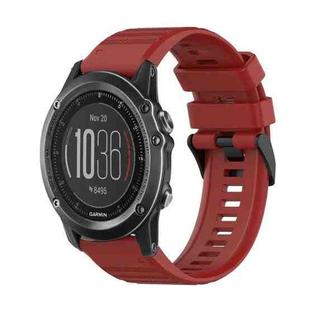 For Garmin Fenix 3 Sapphire 26mm Horizontal Texture Silicone Watch Band with Removal Tool(Red)