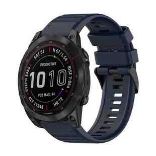 For Garmin Fenix 7 22mm Horizontal Texture Silicone Watch Band with Removal Tool(Navy Blue)