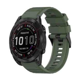 For Garmin Fenix 7 22mm Horizontal Texture Silicone Watch Band with Removal Tool(Army Green)