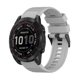 For Garmin Fenix 7 22mm Horizontal Texture Silicone Watch Band with Removal Tool(Grey)