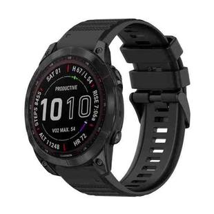 For Garmin Fenix 7 Solar 22mm Horizontal Texture Silicone Watch Band with Removal Tool(Black)