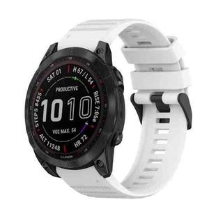For Garmin Fenix 7 Solar 22mm Horizontal Texture Silicone Watch Band with Removal Tool(White)