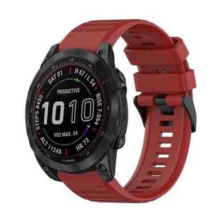 For Garmin Fenix 7 Solar 22mm Horizontal Texture Silicone Watch Band with Removal Tool(Red)