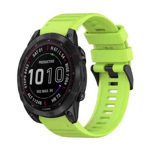 For Garmin Fenix 7 Sapphire Solar 22mm Horizontal Texture Silicone Watch Band with Removal Tool(Lime Green)