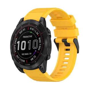 For Garmin Fenix 7 Sapphire Solar 22mm Horizontal Texture Silicone Watch Band with Removal Tool(Yellow)