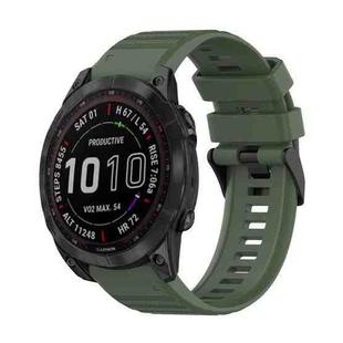 For Garmin Fenix 7 Sapphire Solar 22mm Horizontal Texture Silicone Watch Band with Removal Tool(Army Green)