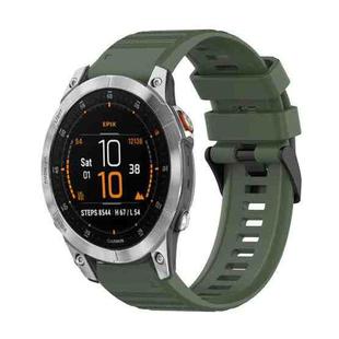 For Garmin Epix Gen 2 22mm Horizontal Texture Silicone Watch Band with Removal Tool(Army Green)