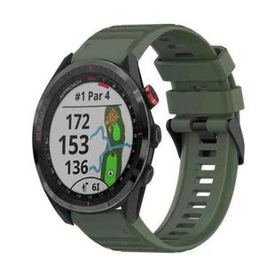 For Garmin Approach S62 22mm Horizontal Texture Silicone Watch Band with Removal Tool(Army Green)