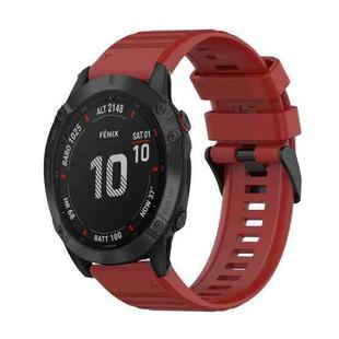 For Garmin Fenix 6 GPS 22mm Horizontal Texture Silicone Watch Band with Removal Tool(Red)