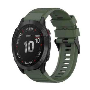 For Garmin Fenix 6 Pro GPS 22mm Horizontal Texture Silicone Watch Band with Removal Tool(Army Green)