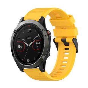 For Garmin Fenix 5 22mm Horizontal Texture Silicone Watch Band with Removal Tool(Yellow)