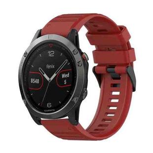 For Garmin Fenix 5 22mm Horizontal Texture Silicone Watch Band with Removal Tool(Red)