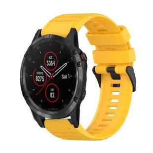 For Garmin Fenix 5 Plus 22mm Horizontal Texture Silicone Watch Band with Removal Tool(Yellow)