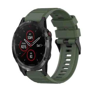 For Garmin Fenix 5 Plus 22mm Horizontal Texture Silicone Watch Band with Removal Tool(Army Green)