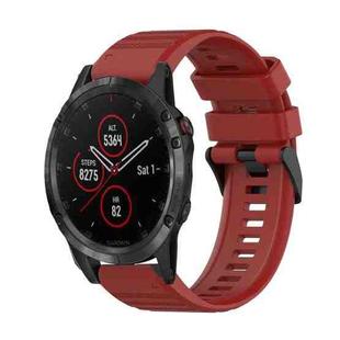 For Garmin Fenix 5 Plus 22mm Horizontal Texture Silicone Watch Band with Removal Tool(Red)