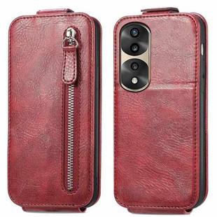 For Honor 70 Pro Zipper Wallet Vertical Flip Leather Phone Case(Red)