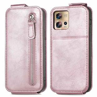 For Motorola Edge 30 Fusion Zipper Wallet Vertical Flip Leather Phone Case(Rose Gold)