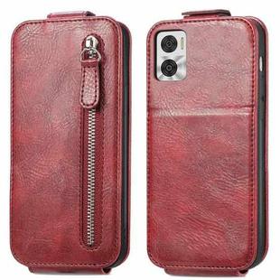 For Motorola Moto E22i Zipper Wallet Vertical Flip Leather Phone Case(Red)