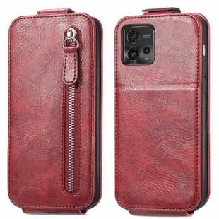 For Motorola Moto G72 Zipper Wallet Vertical Flip Leather Phone Case(Red)