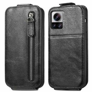 For Motorola Moto Edge 30 Ultra Zipper Wallet Vertical Flip Leather Phone Case(Black)