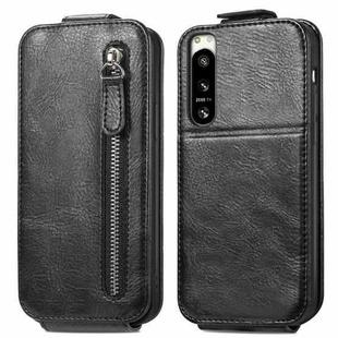 For Sony Xperia 5 IV Zipper Wallet Vertical Flip Leather Phone Case(Black)