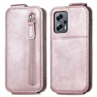 For Xiaomi Redmi Note 11T Zipper Wallet Vertical Flip Leather Phone Case(Rose Gold)