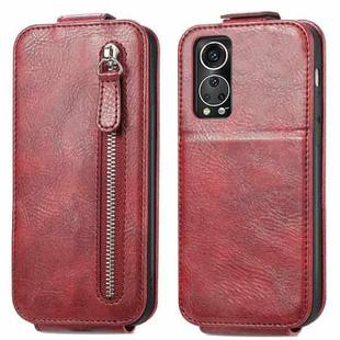 For ZTE Axon 30S Zipper Wallet Vertical Flip Leather Phone Case(Red)