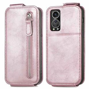 For ZTE Axon 30S Zipper Wallet Vertical Flip Leather Phone Case(Rose Gold)