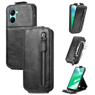 For Realme C33 Zipper Wallet Vertical Flip Leather Phone Case(Black)