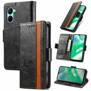 For Realme C33 CaseNeo Splicing Dual Magnetic Buckle Leather Phone Case(Black)