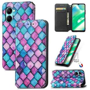 For Realme C33 CaseNeo Colorful Magnetic Leather Phone Case(Purple Scales)