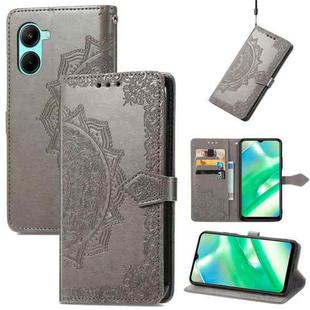 For Realme C33 Mandala Flower Embossed Leather Phone Case(Gray)