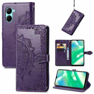 For Realme C33 Mandala Flower Embossed Leather Phone Case(Purple)