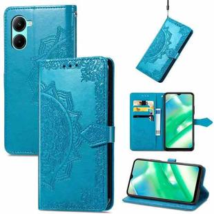 For Realme C33 Mandala Flower Embossed Leather Phone Case(Blue)
