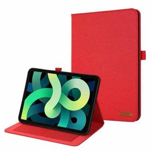 For iPad 10th 10.9 2022 Fabric Leather Tablet Case with Name Card Clip(Red)