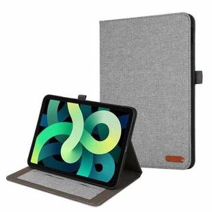 For iPad 10th 10.9 2022 Fabric Leather Tablet Case with Name Card Clip(Grey)