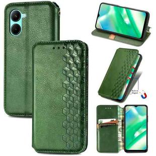 For Realme C33 Cubic Grid Pressed Magnetic Leather Phone Case(Green)