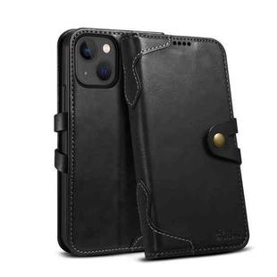 Suteni Calf Texture Buckle Wallet Leather Phone Case For iPhone 14(Black)