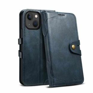 Suteni Calf Texture Buckle Wallet Leather Phone Case For iPhone 14(Blue)