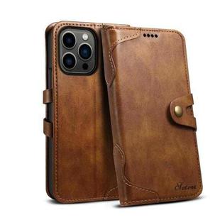 Suteni Calf Texture Buckle Wallet Leather Phone Case For iPhone 14 Pro(Brown)