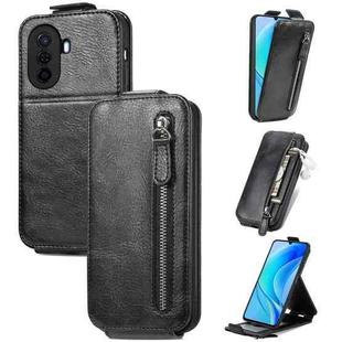For Huawei Nova Y70 Zipper Wallet Vertical Flip Leather Phone Case(Black)
