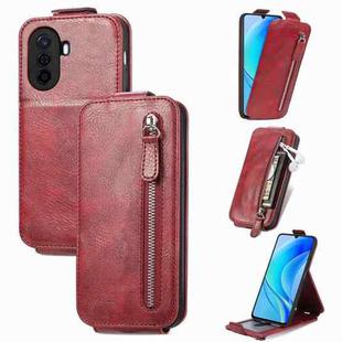 For Huawei Nova Y70 Zipper Wallet Vertical Flip Leather Phone Case(Red)