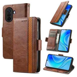 For Huawei  Nova Y70 CaseNeo Splicing Dual Magnetic Buckle Leather Phone Case(Brown)