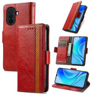 For Huawei  Nova Y70 CaseNeo Splicing Dual Magnetic Buckle Leather Phone Case(Red)