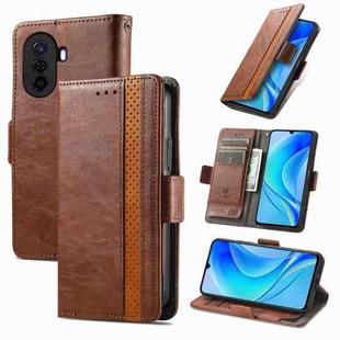For Huawei Enjoy 50 CaseNeo Splicing Dual Magnetic Buckle Leather Phone Case(Brown)