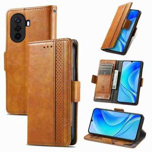 For Huawei Enjoy 50 CaseNeo Splicing Dual Magnetic Buckle Leather Phone Case(Khaki)