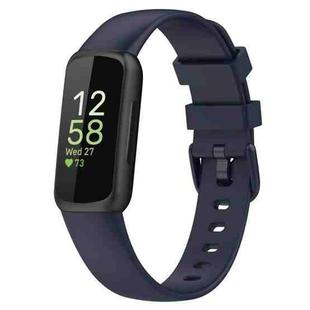 For Fitbit Inspire 3 Solid Color Silicone Watch Band, Size:S(Dark Blue)