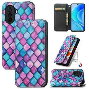 For Huawei Nova Y70 CaseNeo Colorful Magnetic Leather Phone Case(Purple Scales)
